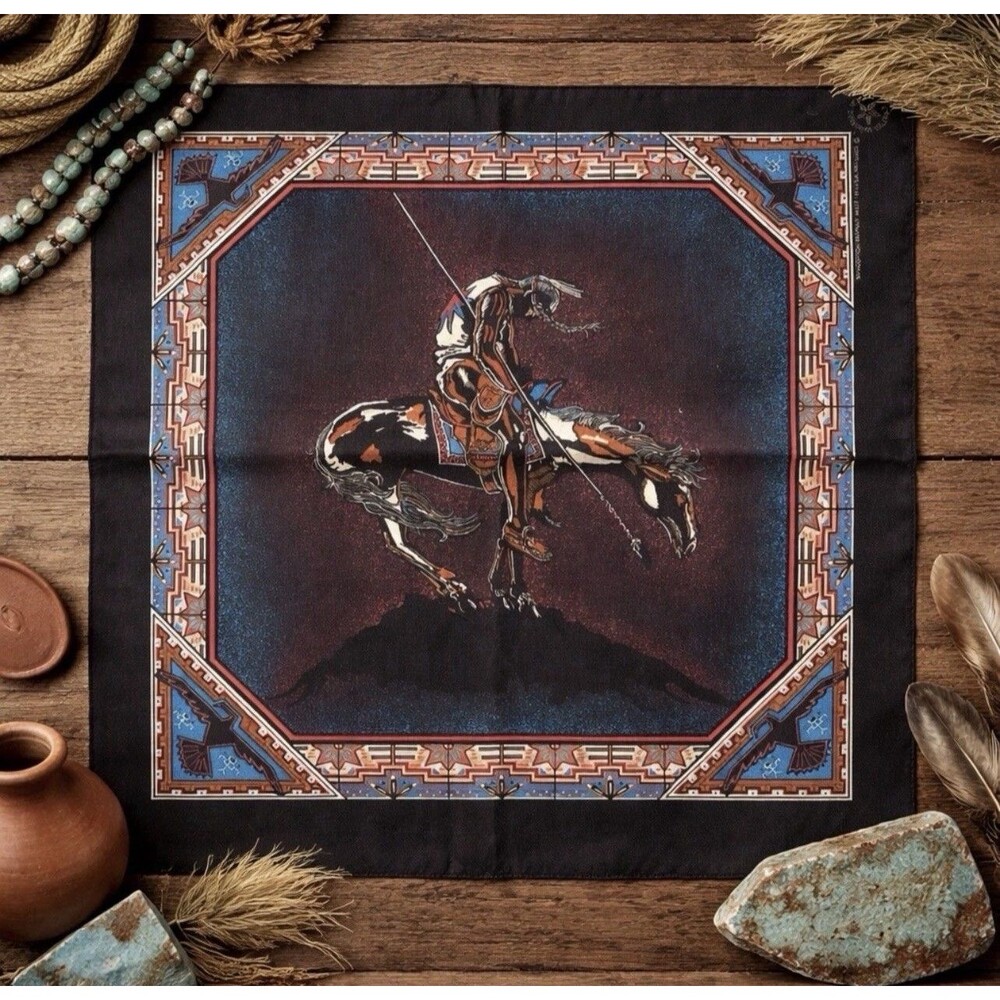 Vintage 70s Wamcraft Bandana USA Southwestern Native 21.5 x 22 NOS